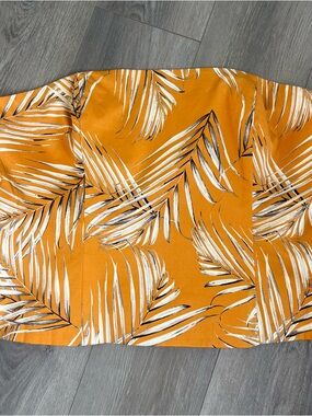 White House Black Market Orange Cream Palm Leaf Tube Top Strapless Boned 18 New